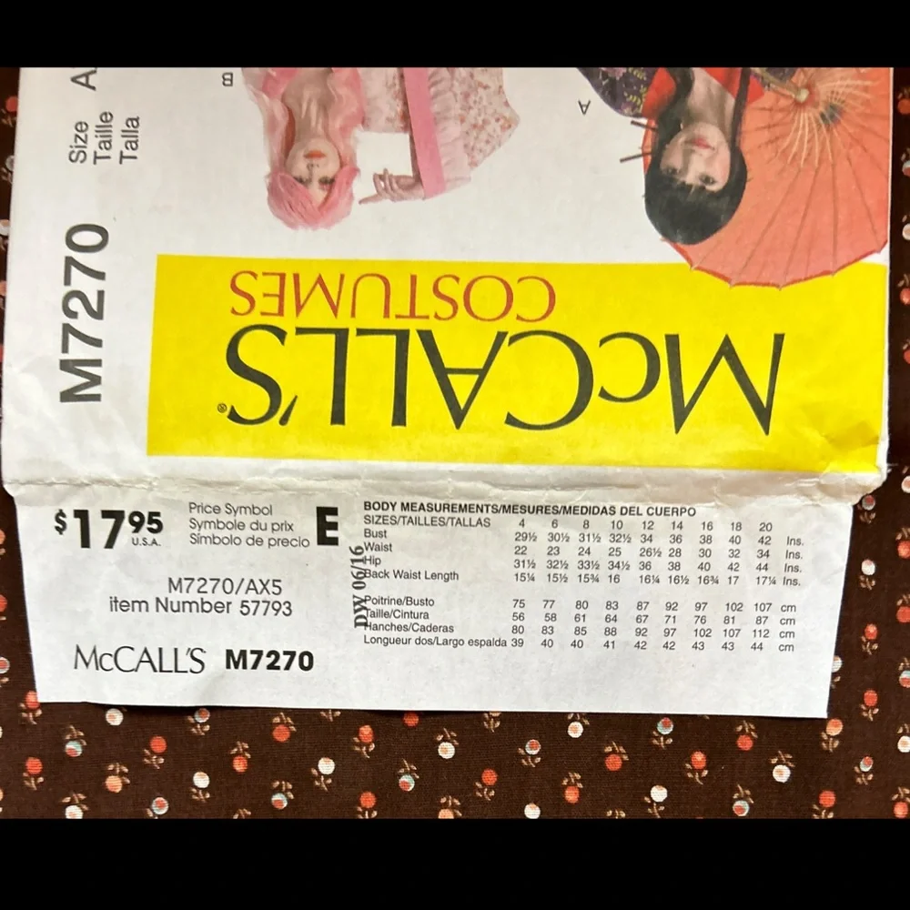 McCall's M7270 Geisha Obi Anime Skirt Kimono Costumes Cosplay Sz 4-12 AX5 UNCUT - Picture 2 of 6